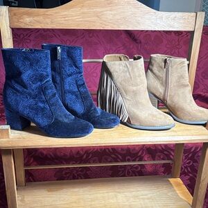 Elegant Blue and Tan Women's Ankle Boots